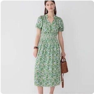 NWOT J Crew Smocked Featherweight MIDI Dress